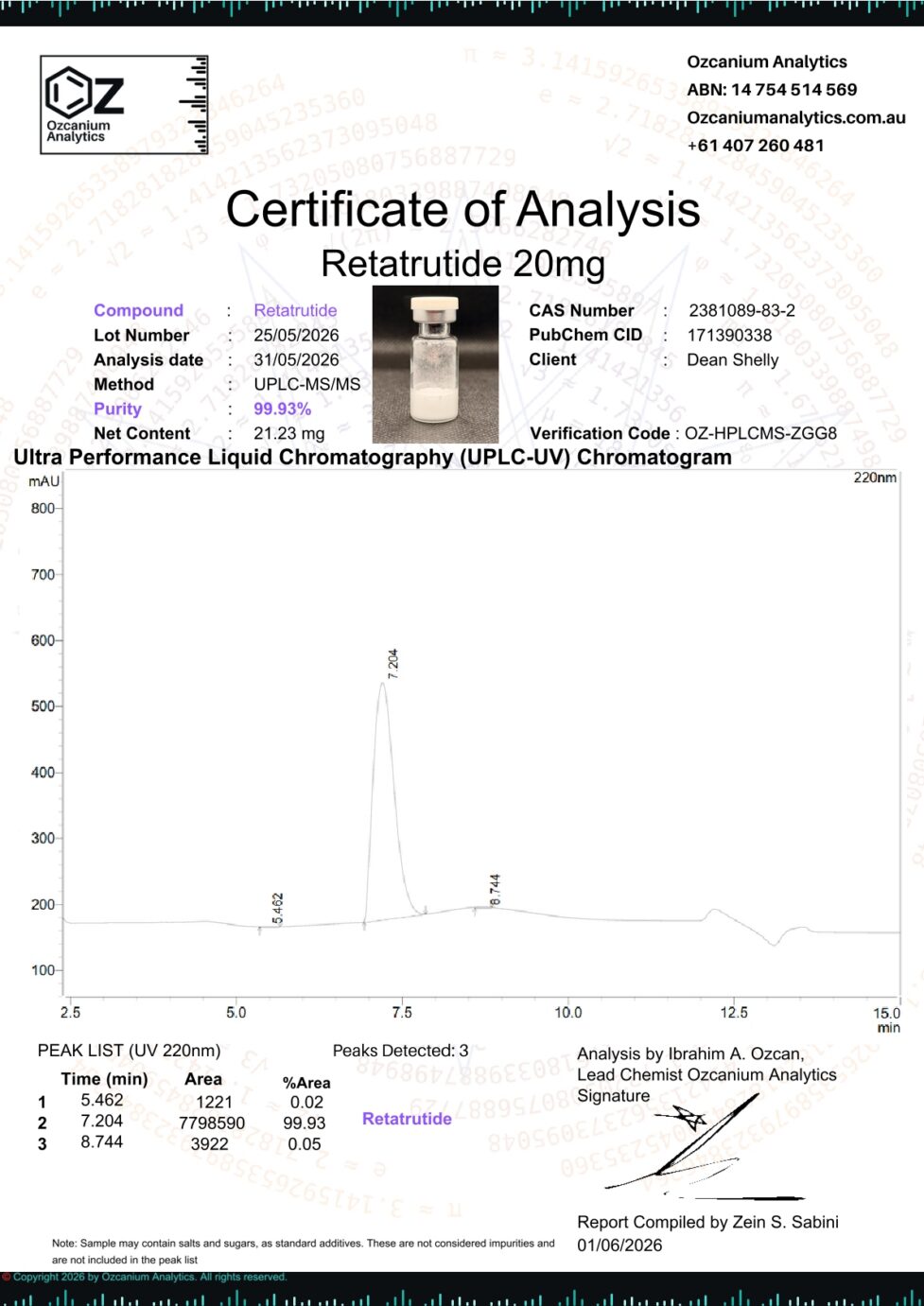 Retatrutide– Puritate>99.5% | RecompLabs - imagine 3